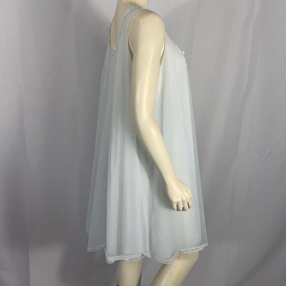 Vintage 1960s Pale Powder Blue Sheer Babydoll Nightgown | Small | by Vanity Fair - Picture 7 of 16